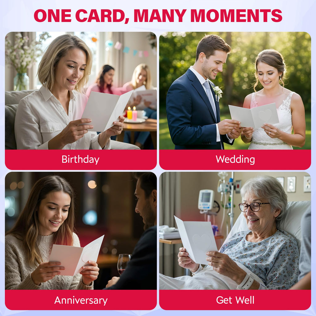 Top Life Recordable Greeting Card - Unmatched 60-Second Custom Voice Message - Embossed Heart Cover and Sticker Sheets - DIY Talking Card with Red Envelope for Birthday, Wedding, Anniversary