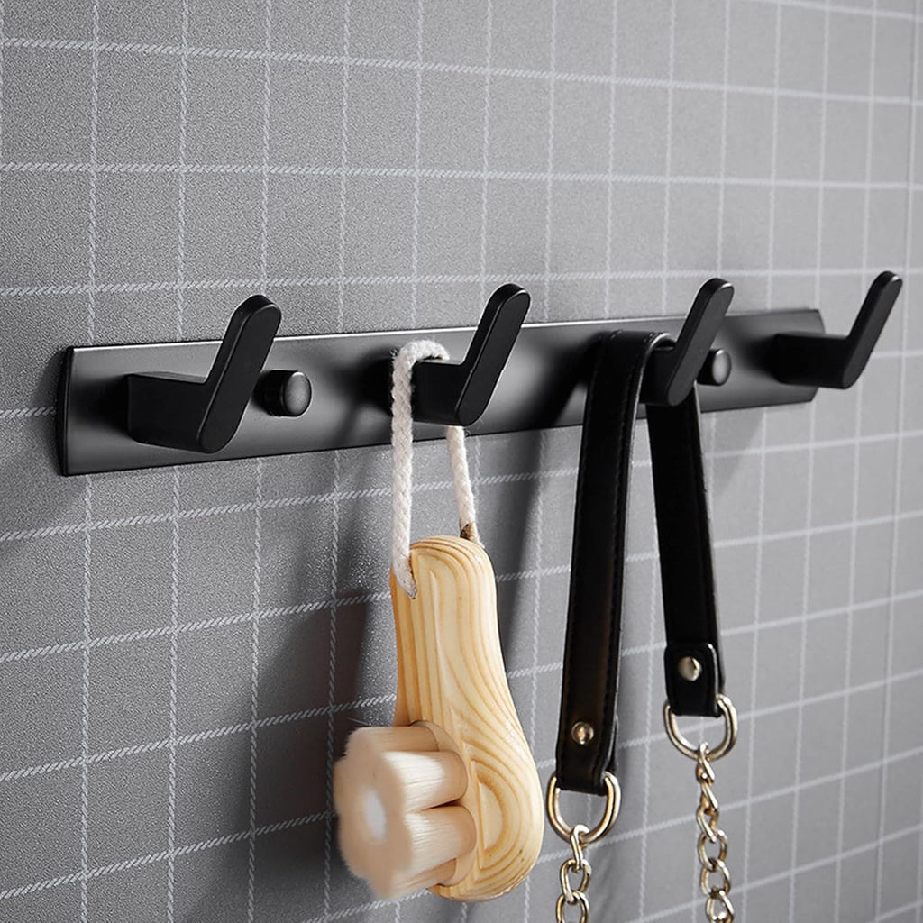 ULIBERMAGNET Heavy-Duty Magnetic Hooks - Strong Rubber Hangers for Coats, Towels & Bags | Matte Black (4 Hooks)