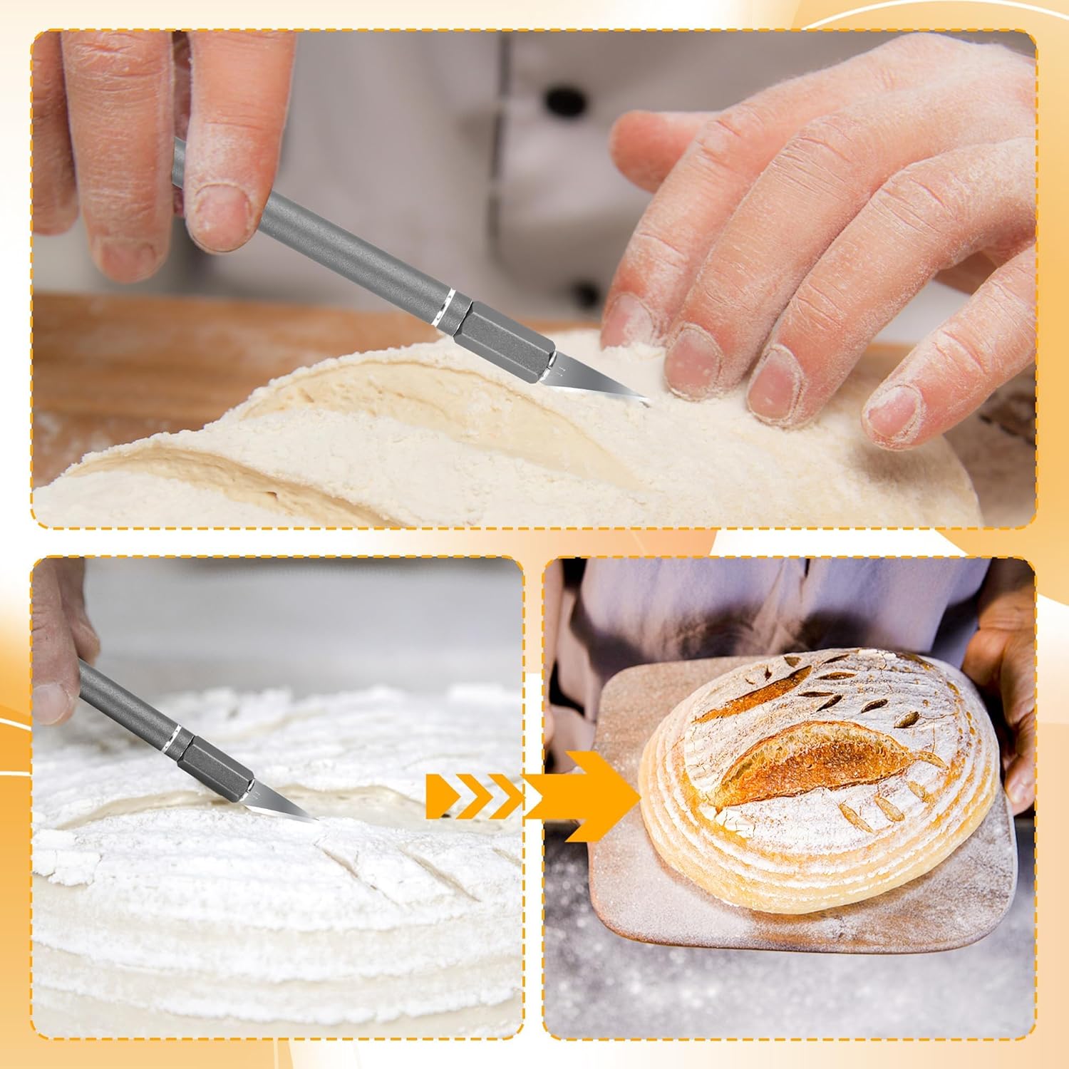 Skiennix Bread Lame - Professional Sourdough Scoring Tool with 10 Blades & Ergonomic Handle | Safety Cover Included