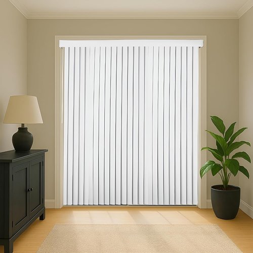 Calyx Interiors Vertical Blinds - White Light-Filtering Vinyl | 78" W x 84" H for Sliding Glass Doors & Windows