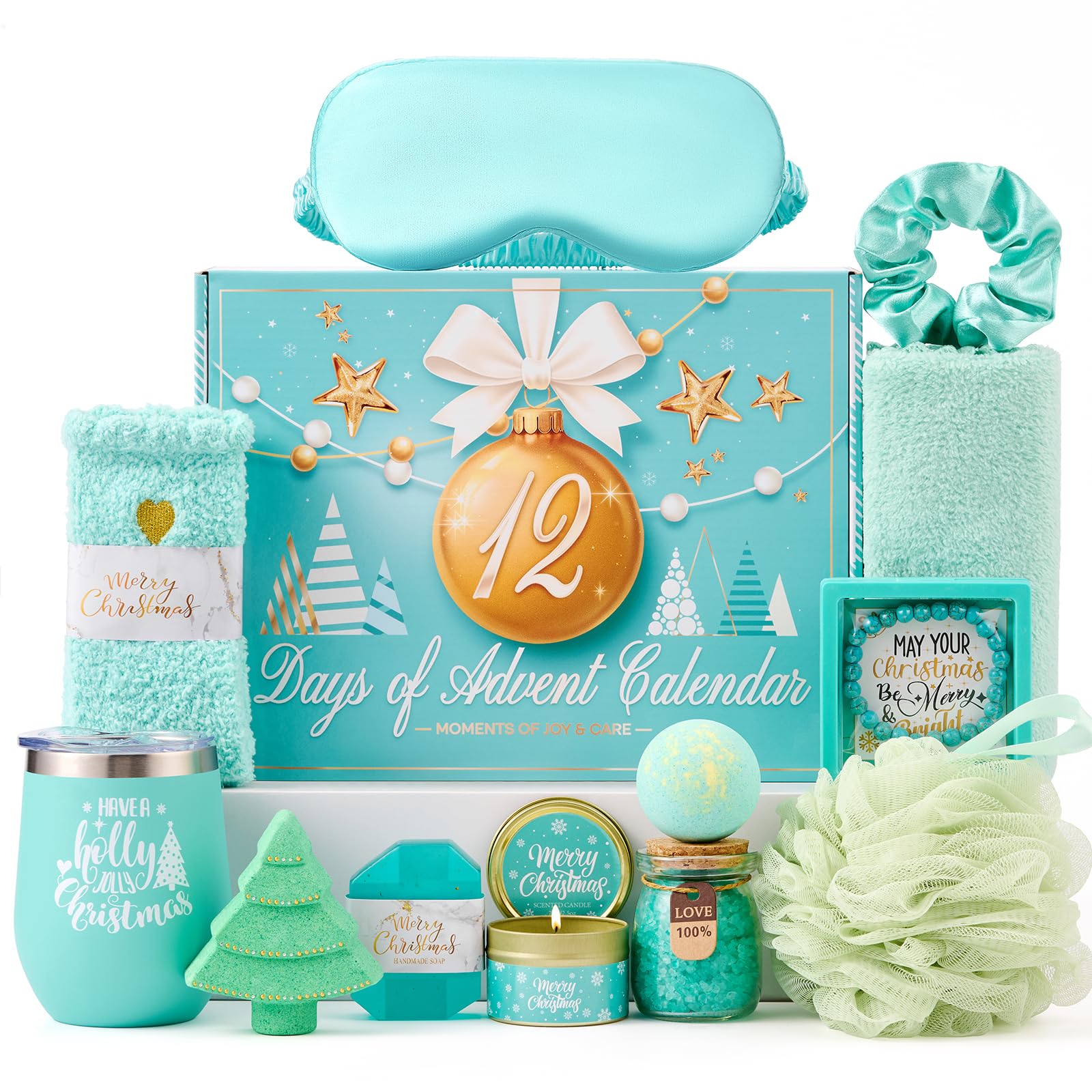 12 Day Christmas Advent Calendar 2025 for Women Teen Girls, Christmas Gifts Basket Ideas with Holiday Tumbler and Relaxing Spa Gifts Christmas Gift Basket for Wife Mom Girlfriends