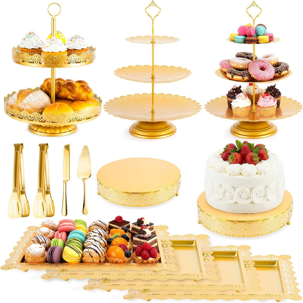 Regine Switzerland 13 PCS Metal Cake Stand Set - Elegant Dessert Display for Weddings & Parties
