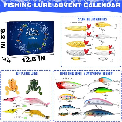 Fishing Advent Calendar 2025 - 24 Days of Premium Fishing Lures | Perfect Gift for Men, Teens & Dads