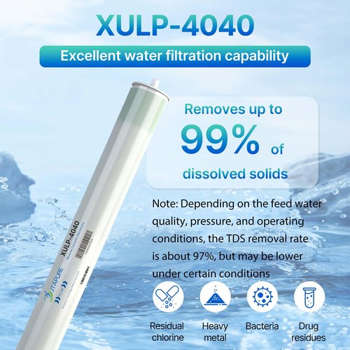JTAPURE XULP 4040 RO Membrane, Extra Low Pressure 4 x 40 inch Reverse Osmosis Filter, 2600 GPD High Flow at 100 PSI, 99% Stable Rejection, Ideal for Groundwater, Well water & Tap Water Systems