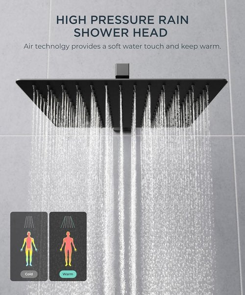FORIOUS 12-Inch Rain Shower Head System - Handheld Combo with Solid Brass Valve & Trim Kit
