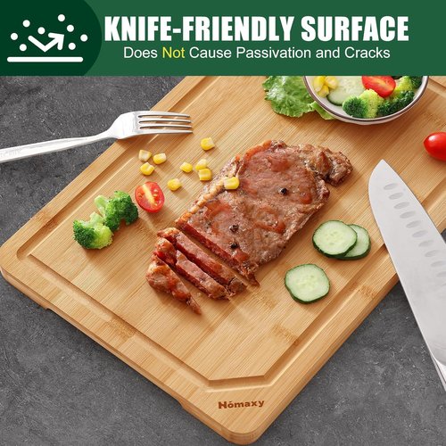 Homaxy Extra Large Organic Bamboo Cutting Board - 18"x12" Wooden Board with Juice Groove & Handles | Ideal for Charcuterie & Chopping