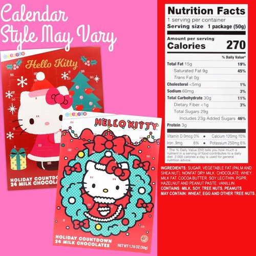 Hello Kitty | 2023 Christmas Countdown Calendar - 24 Milk Chocolate Treats for Kids, 1.76 Ounces