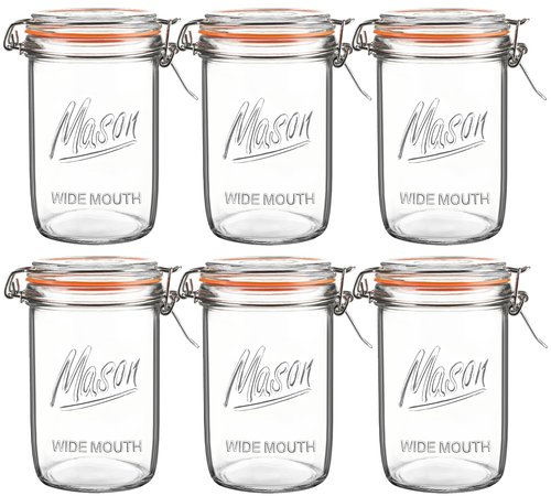 Jeitae 24oz Wide Mouth Mason Jars – 6 Pack Glass Jars with Airtight Lids for Canning, Pickling, Meal Prep, Jam, Jelly, Overnight Oats & DIY Projects