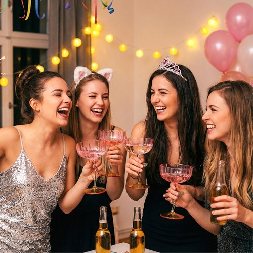 Yiyiring 24 Pcs Flower Detachable Martini Glasses, 7oz Plastic Cocktail Glasses, Flower Edge Wavy Mimosa Champagne Glass Coupe Unbreakable Glassware for Wine Wedding Valentine Party(Pink)