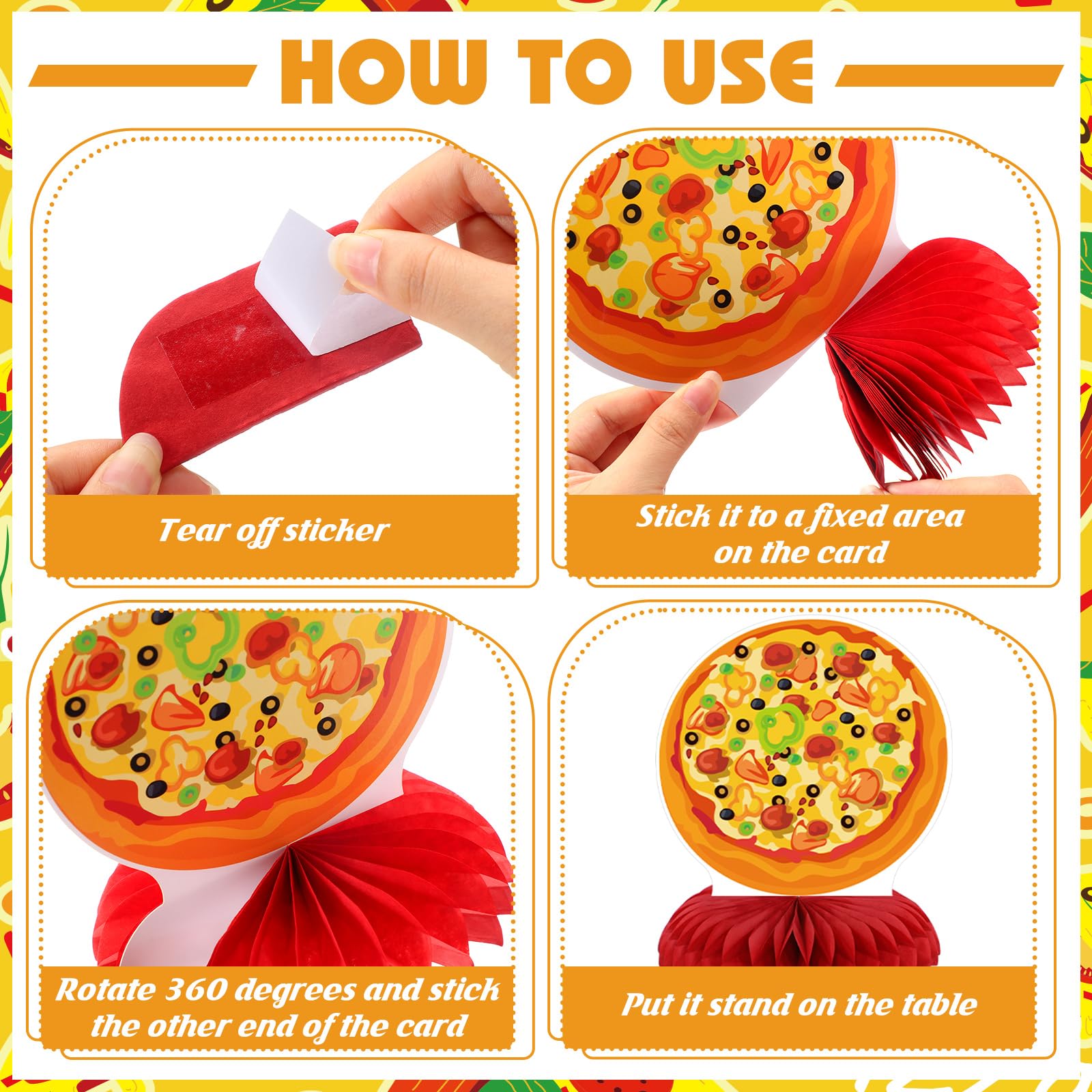 Weekgrat 12 Pcs Pizza Party Decorations Pizza Theme Party Decorations Honeycomb Table Centerpieces for Home Office Birthday Honeycomb Supplies Decor