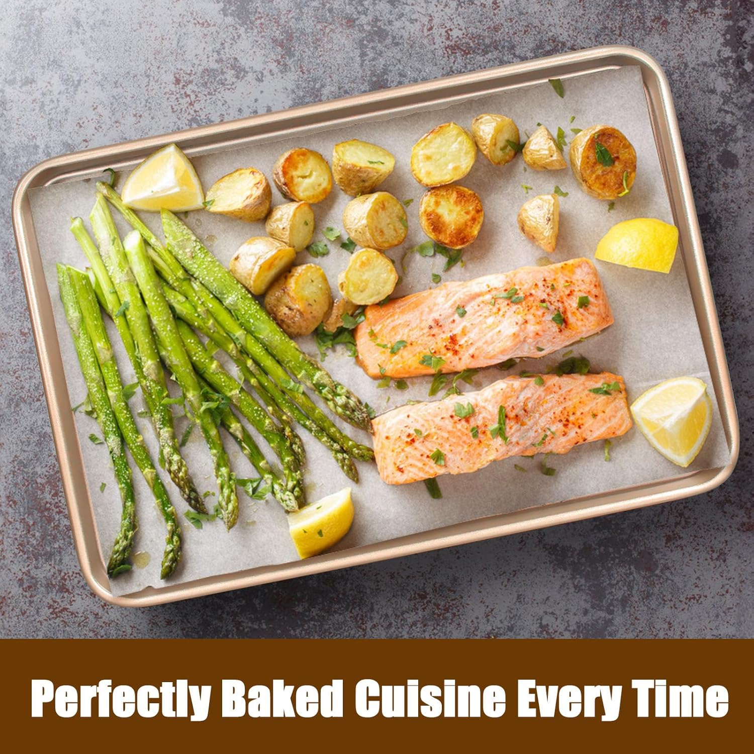 Wildone Baking Sheet Pan Set - Nonstick Carbon Steel Cookie Sheets | Heavy Duty 15x10 Inch Oven Trays