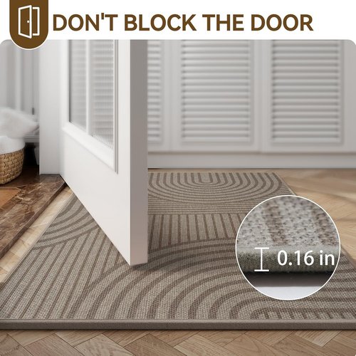 Absorbent Brown Front Door Mat by [Brand Name] - 17''x30'' Non-Slip, Washable Indoor Doormat