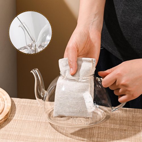 Ehugos Glass Teapot, 1300ml/44 oz Stovetop Safe Glass Teapot with Removable Stainless Infuser for Loose Leaf Tea, Hot/Iced Water, Juice Beverage