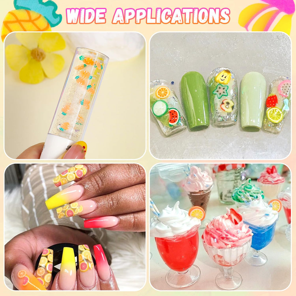 TINKRSTUFF Fruit Slice Polymer Clay Slime Add-Ins | 24-Grid Assorted Fimo Sprinkles for Nail Art & DIY Crafting