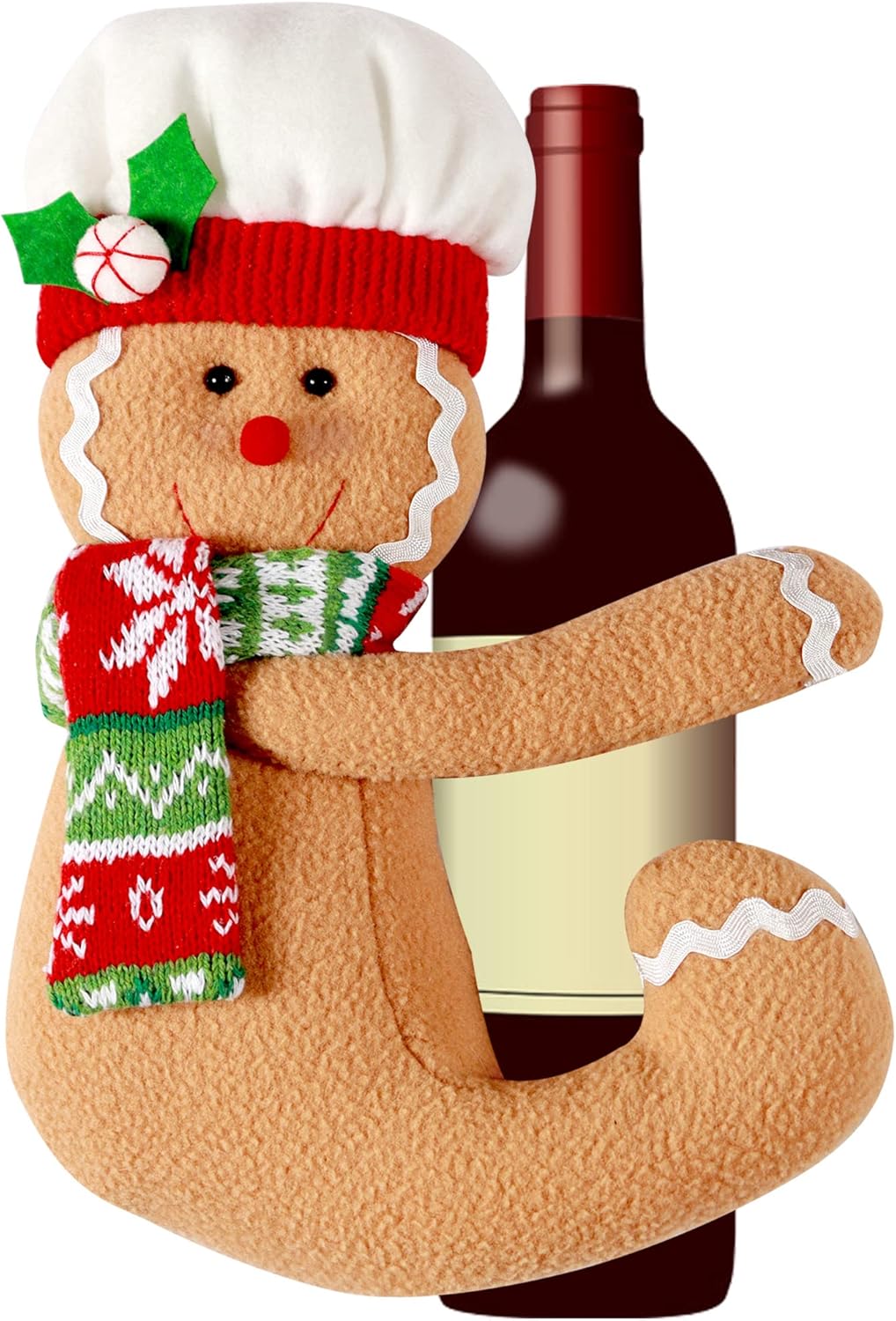 Skiennix Gingerbread Man Christmas Tree Topper - Unique Plush Stuffed Decor in Red & Green