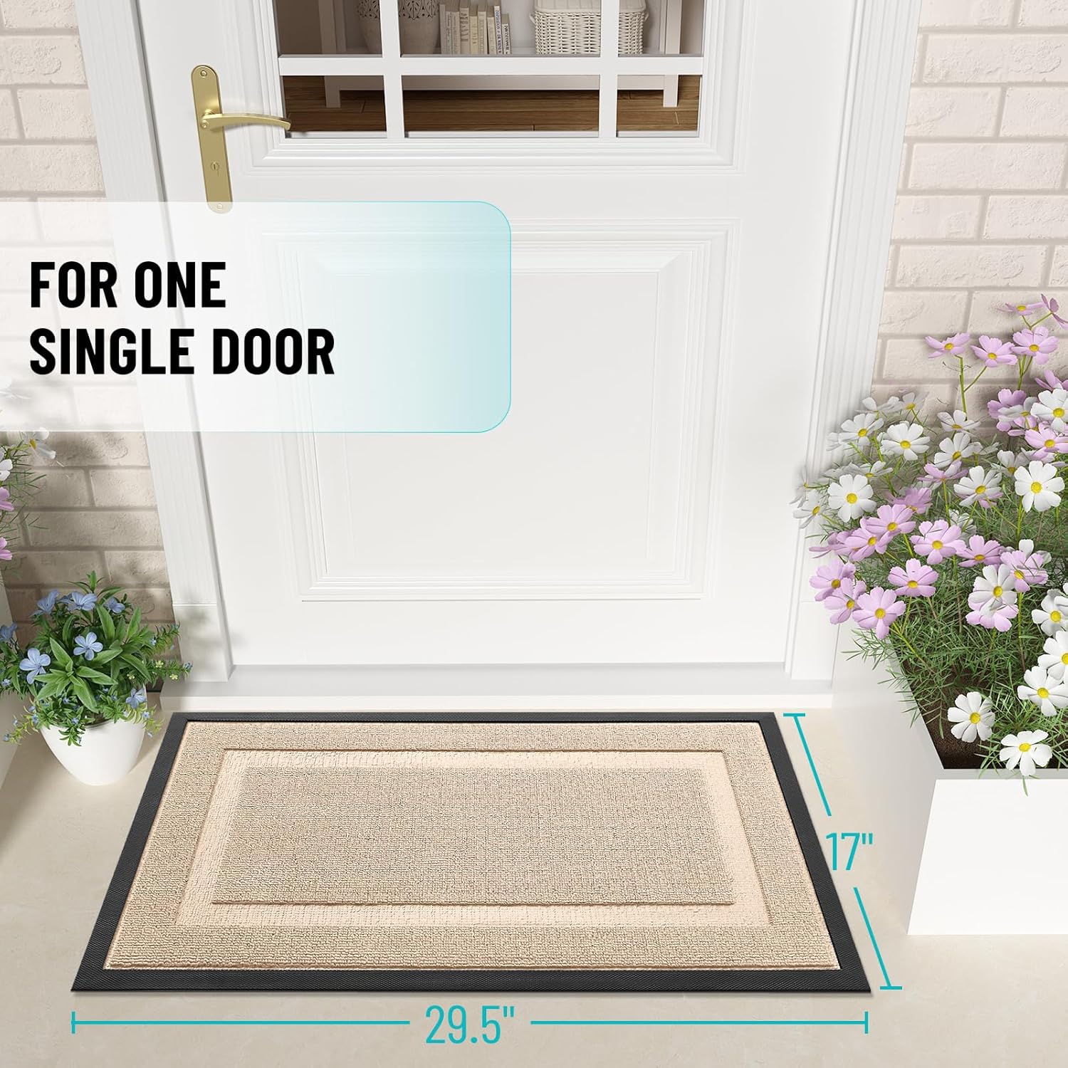 OLANLY Front Door Mat - Waterproof All-Season Doormat for Indoor/Outdoor Use | 71x23 Off-White