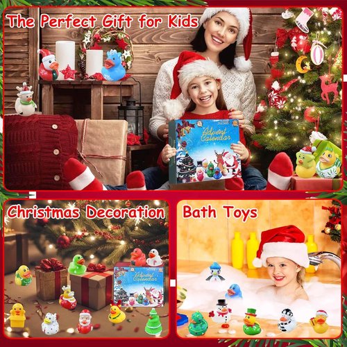 2025 Advent Calendar Rubber Ducks - 24 Days of Fun Christmas Countdown for Kids | Perfect Holiday Party Favors