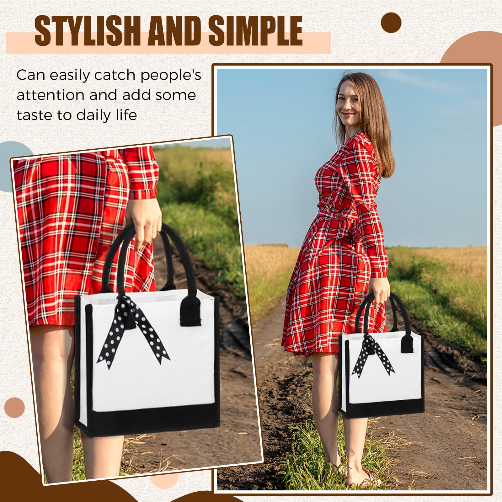 Sunnymove 12 Pcs Small Canvas Tote Gift Bags Bulk for Women Size 10 x 10 x 4 Inch Sublimation Personalized Blank Shopping Tote with Handle for Wedding Bridesmaid Birthday Party