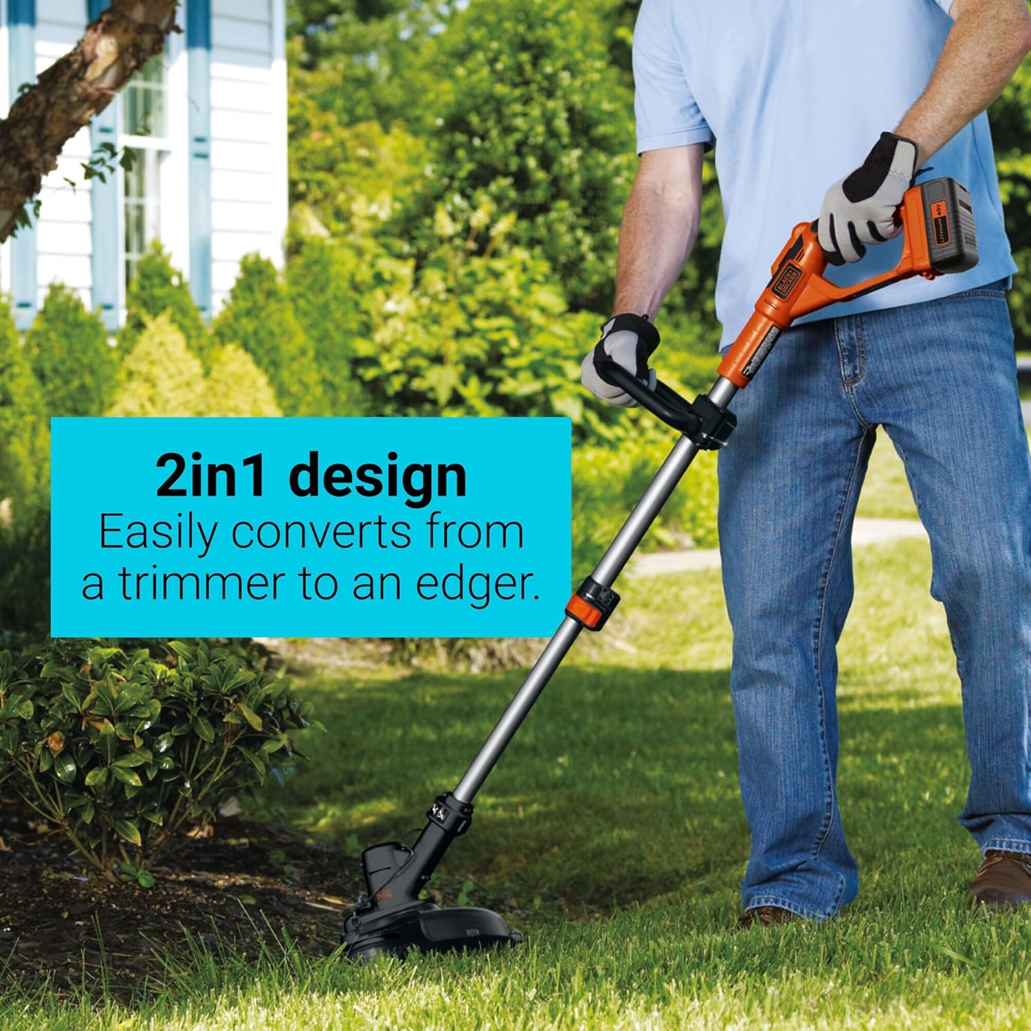 BLACK+DECKER 40V MAX Cordless String Trimmer & Edger - Adjustable Telescoping Pole, Includes Battery & Charger