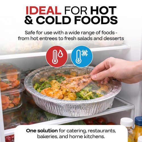 IDL Packaging 9" Round Aluminum Foil Pans (Pack of 100) - 1.75" Deep, Angled Walls - For Roasting, Baking, Cooking, Freezing - Disposable Aluminum Food Containers - Pie & Tart & Leftover
