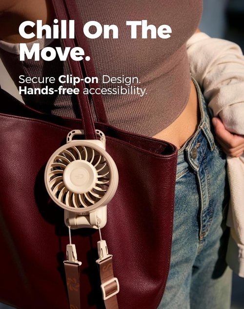 Diveblues Portable Handheld Fan - 7.4m/s Turbo Speed | 180° Foldable 4-in-1 Design, USB-C Rechargeable for Travel & Makeup