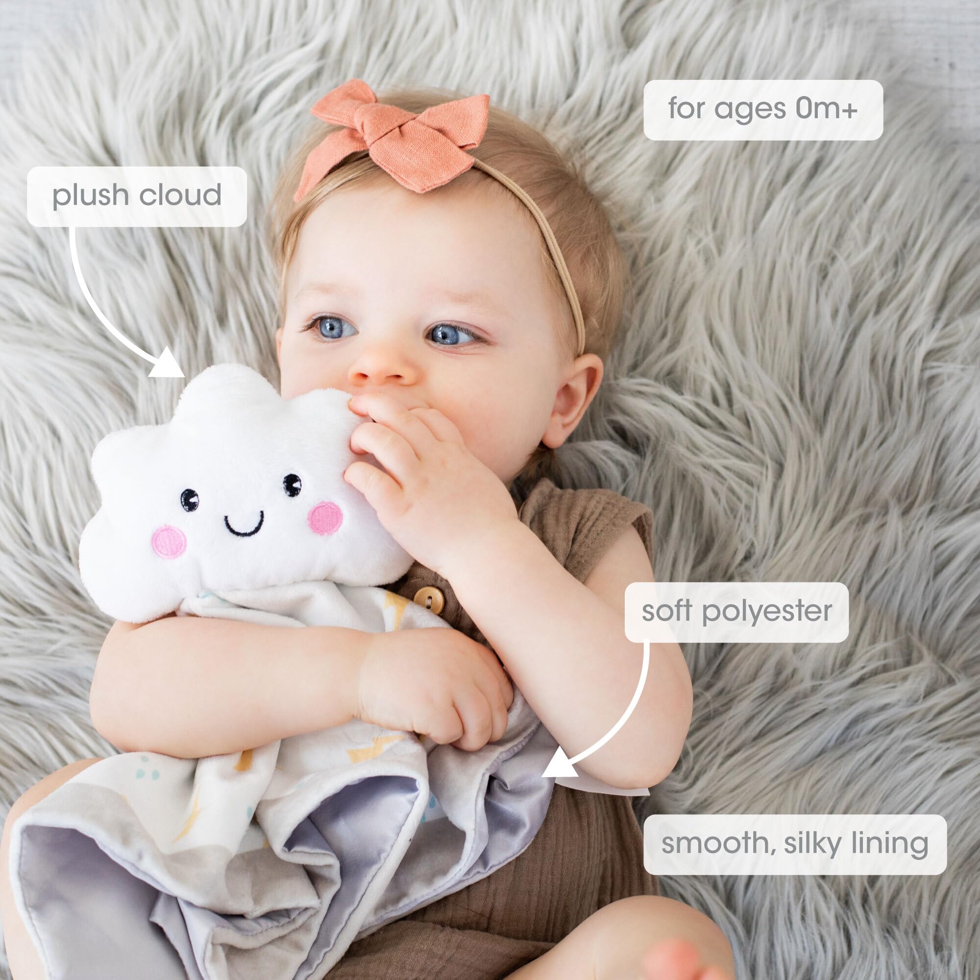 Pearhead Cloud Baby Security Blanket, Soft White Lovey for Newborns & Toddlers, Plush Snuggle Toy for Spring & Newborn Gifting, Gender-Neutral Baby Comfort Lovie