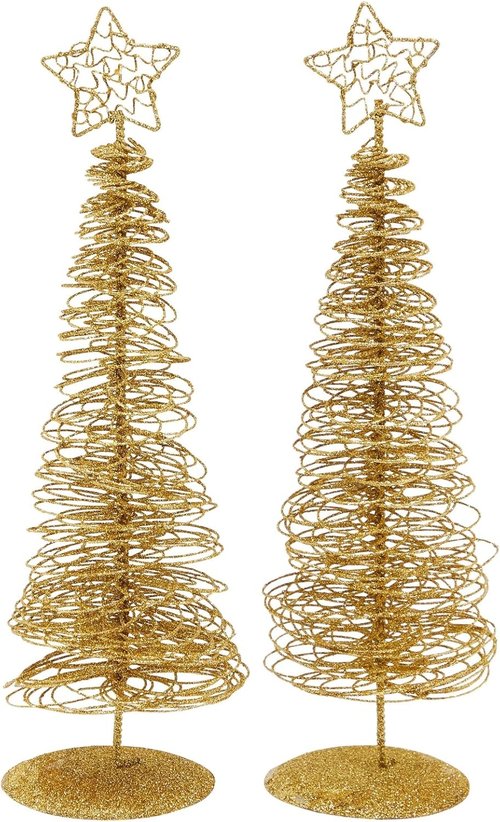 Juvale Tabletop Tree - 10.5 in Tall Gold Wire Decor | 2-Pack for Living Room & Office