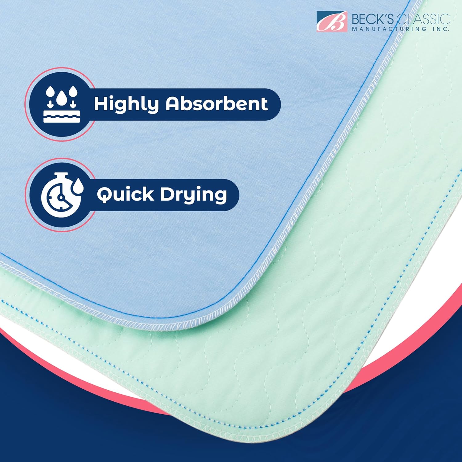 Beck's Washable Underpads - Heavy Absorbency Reusable Bedwetting Pads | 34 x 36 (2 Pack) for Kids, Adults, Pets
