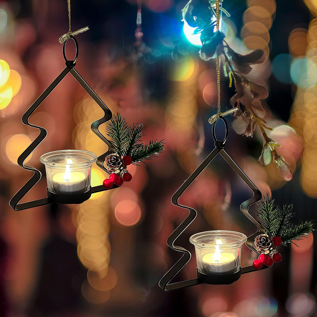 SHMILMH Glass Tealight Candle Holders - Set of 4 Black Votive Holders for Wall Decoration
