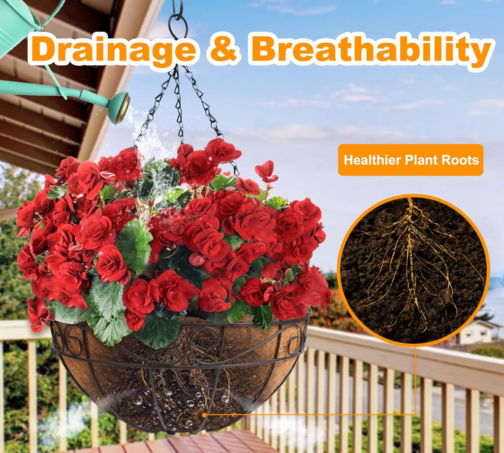 Y&M 14" Round Coconut Fiber Liner - Pre-Formed Replacement for Hanging Baskets | 2 Pack