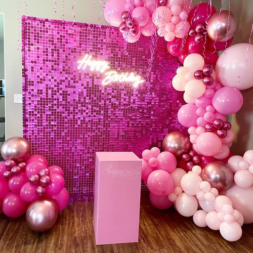 PTGOLUO Pink Balloons Garland Arch Kit 170pcs, Hot Pink Metallic Pink Shades of Pink Valentine's Day Balloons for Birthday Wedding Princess Theme Engagements Baby Shower Party Decorations