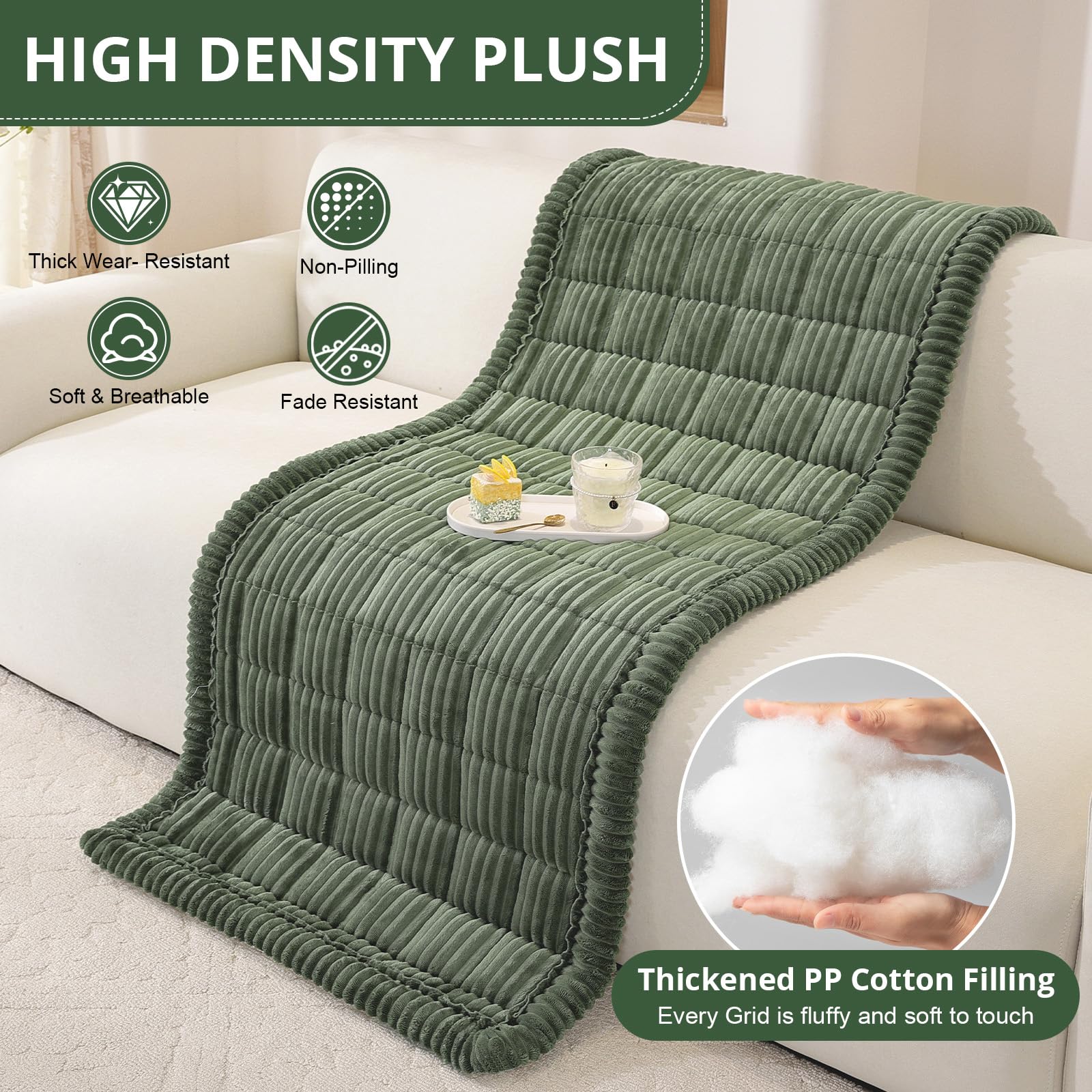 OstepDecor Washable Couch Cover for Dogs, Thick Pet Friendly Sofa Covers, Soft Couch Protector, Paw Cart Sofa Slipcovers, Cushion Protector for Leather, Sectional, Loveseat (27.6" x 59", Green)