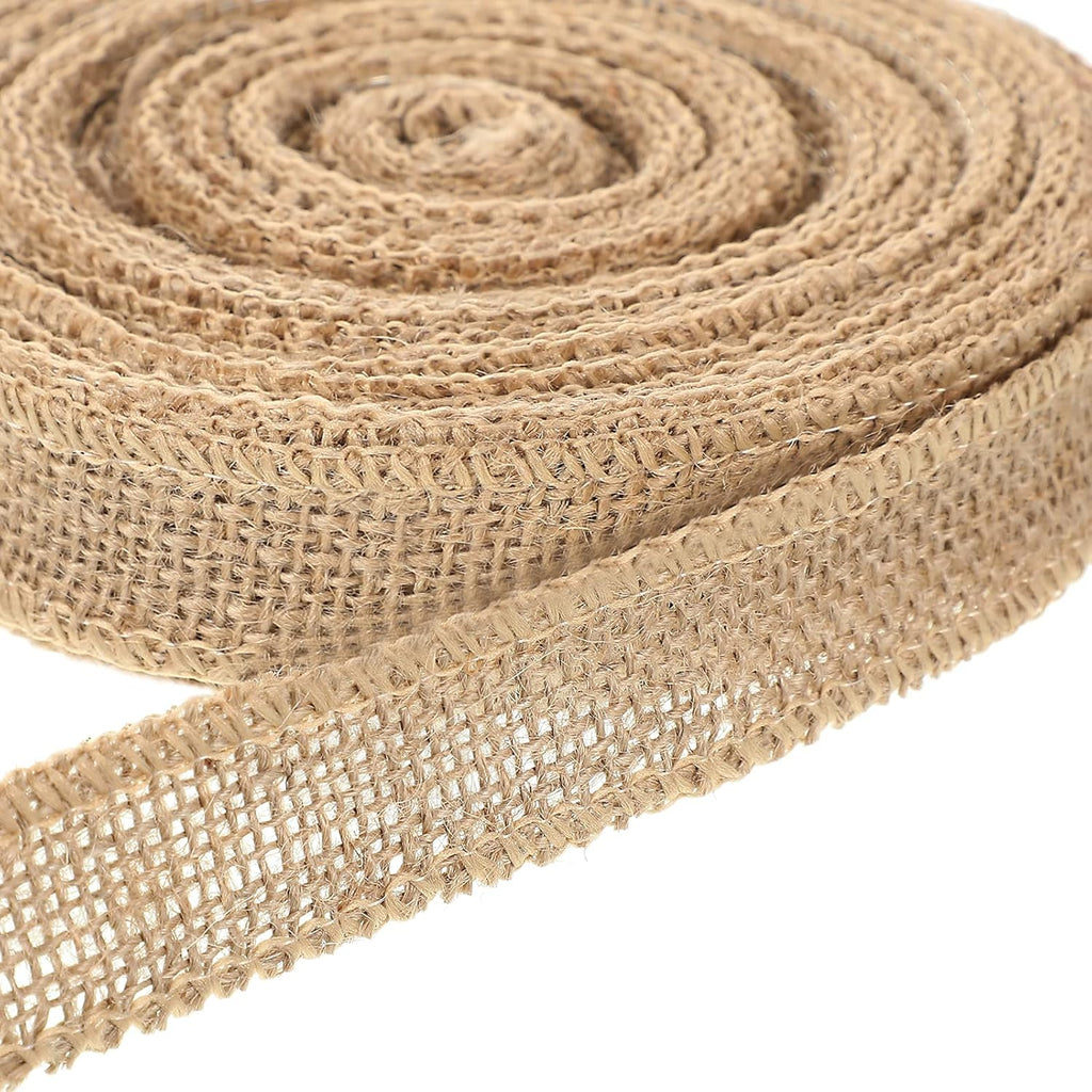 Burlap Ribbon by [Brand Name] - 20 Yards of 1-Inch Wide Natural Jute Fabric Roll | Wired Edge for Crafts & Decorations