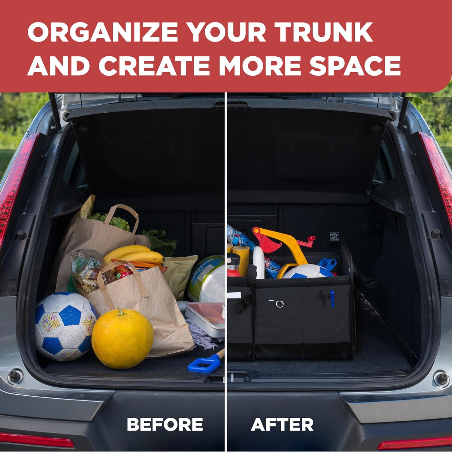 TRUNKCRATEPRO Car Trunk Organizer - Premium Adjustable Multi-Compartment Design | Large Black with Securing Straps & Non-Slip Bottom