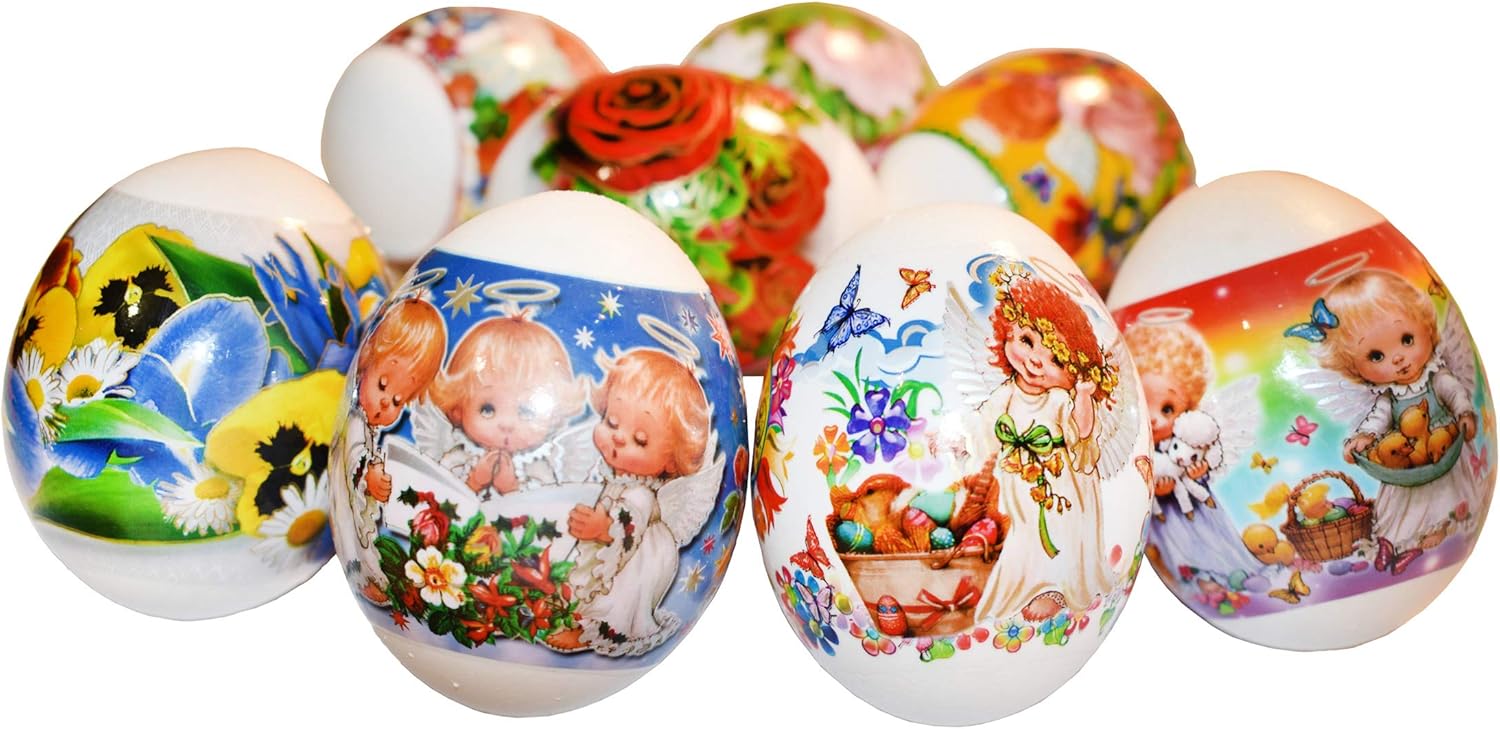 Skiennix Thermo Heat Shrink Sleeve | Decorative Easter Egg Wraps - Pysanka Design (Angels)