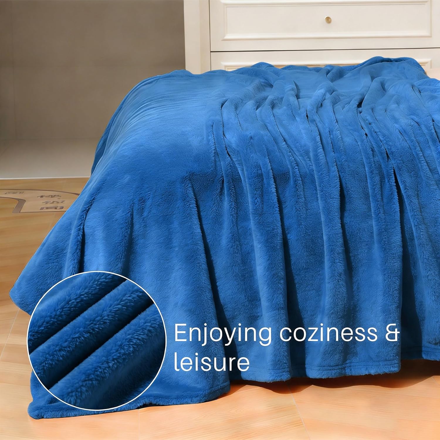 Skiennix Flannel Fleece Bed Blanket - Soft, Lightweight & Cozy Microfiber | Blue Twin (60"x80")