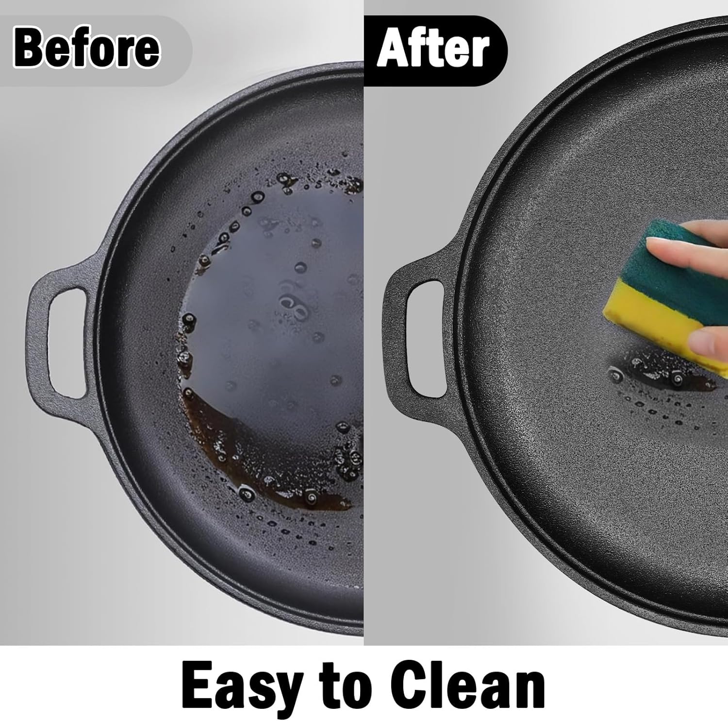 Skiennix 13.8 Inch Cast Iron Pizza Pan - Heavy-Duty Round Comal for Even Heating | Oven, Grill & Campfire Use