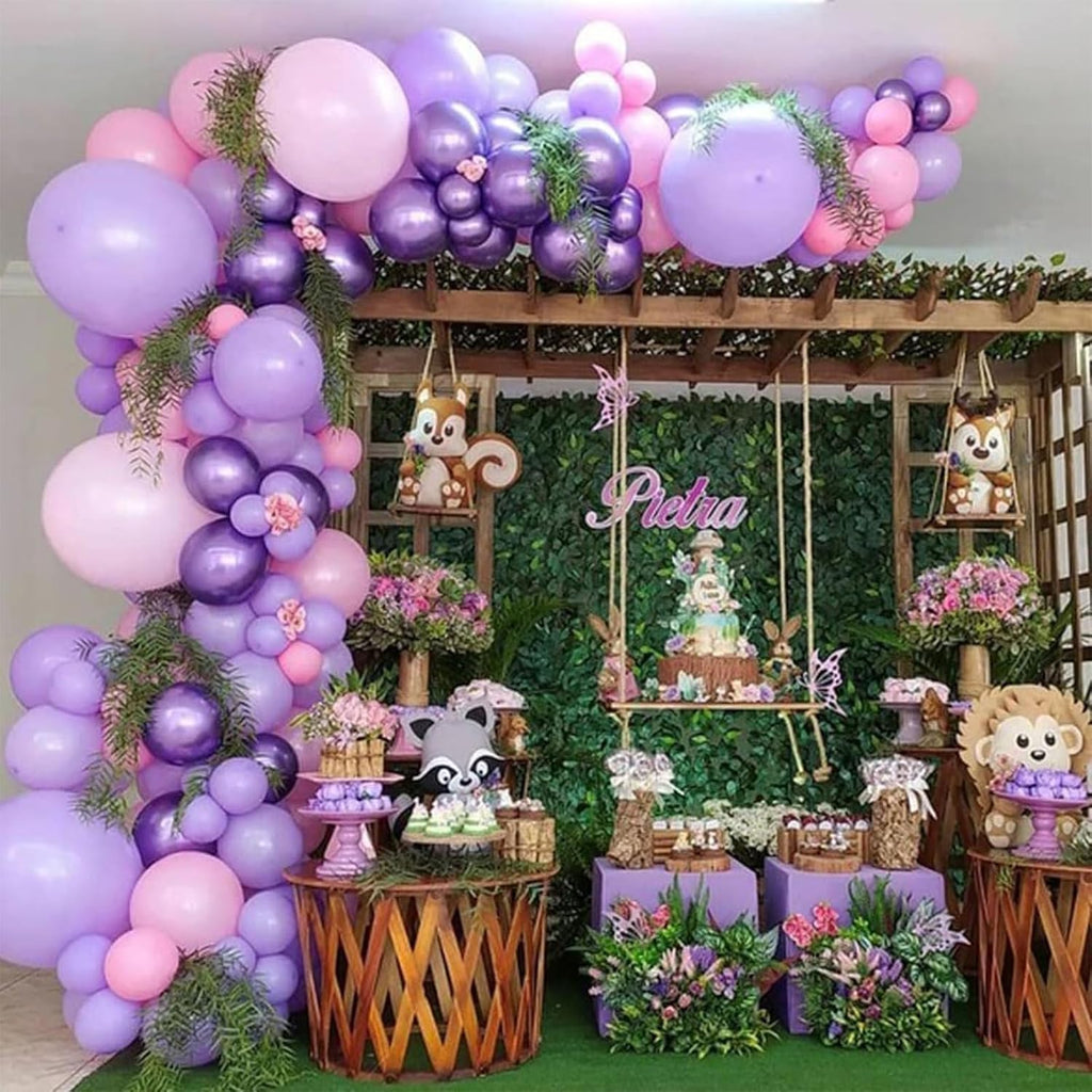 Regine Switzerland 60 Pcs Pastel Metallic Balloons - Pink & Purple Confetti for Birthday & Bridal Showers