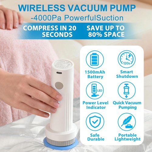 ANBIUX Vacuum Bags - Travel Compression Packing Bags with Rechargeable Air Pump | 16 Pack Carry-On Size