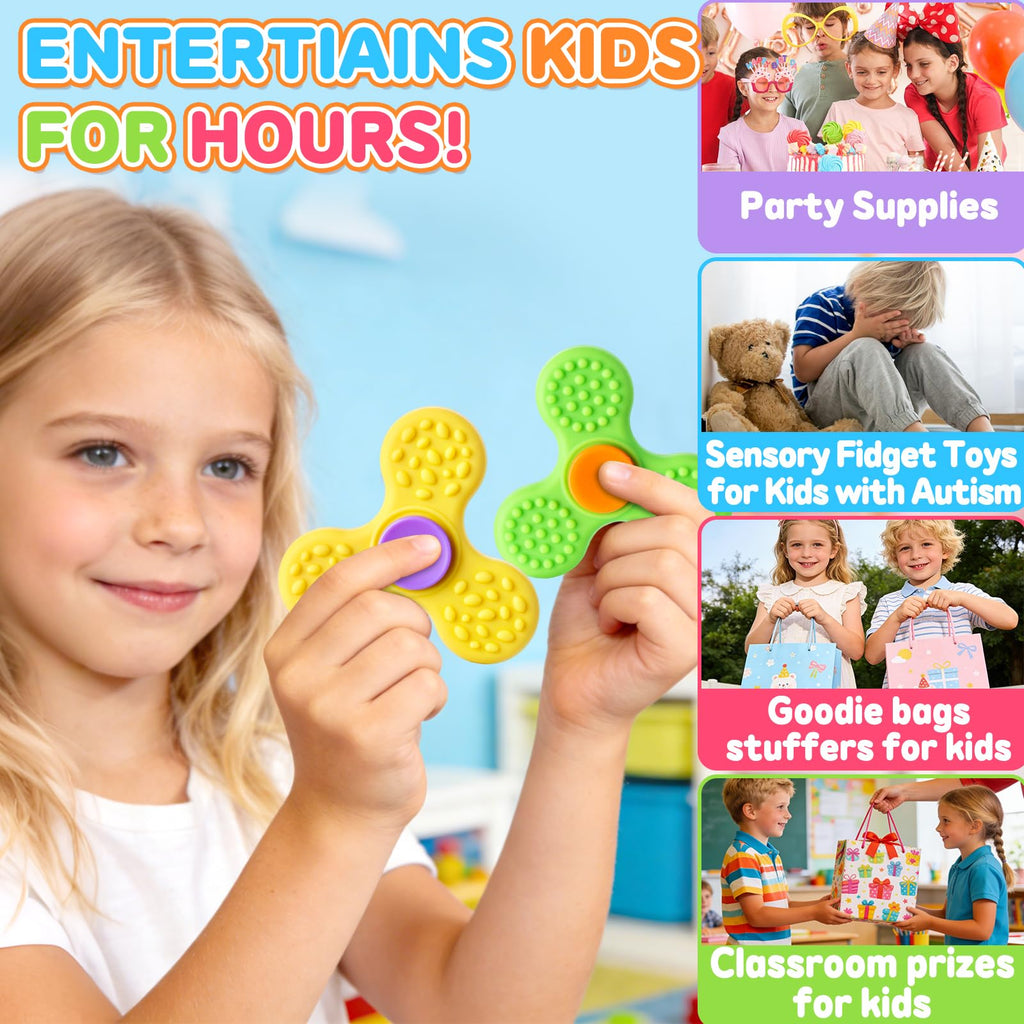 24 PCs Valentines Day Cards with Fidget Spinner for Kids Classroom, Textured Sensory Fidget Toys with Valentine Cards, Kids School Classroom Exchange Prizes Gifts Rewards Stress Relief Party Favors