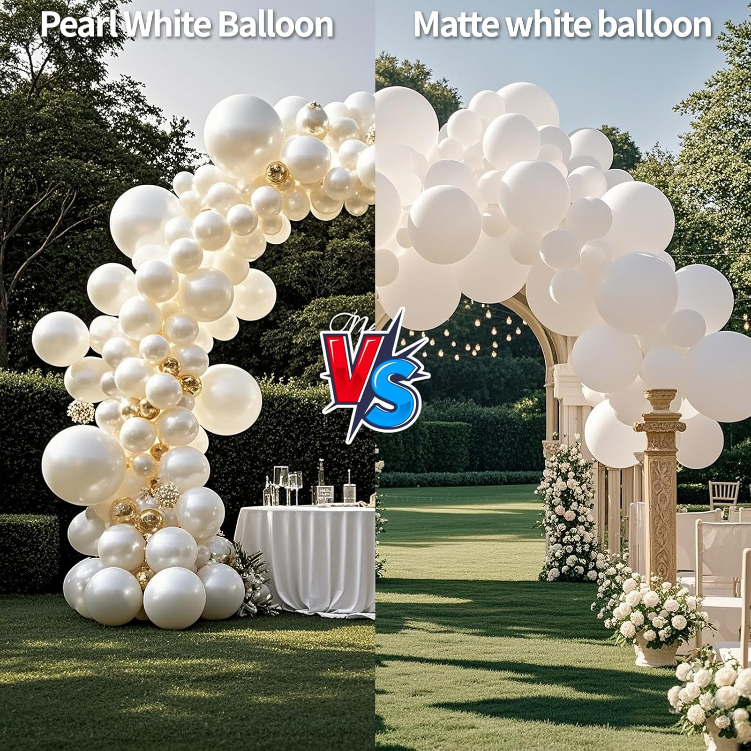 Pearl White Balloons - 12 Inch Latex Party Balloons for Weddings, Engagements & Celebrations