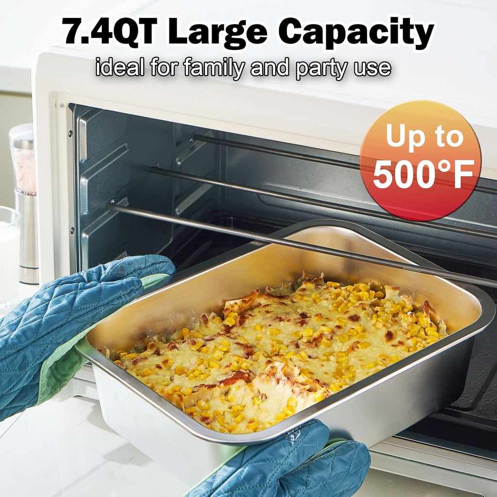 Skiennix 4-Inch Extra Deep Lasagna Baking Pan - 11x14 Inch Stainless Steel Nonstick Casserole Dish with Lid