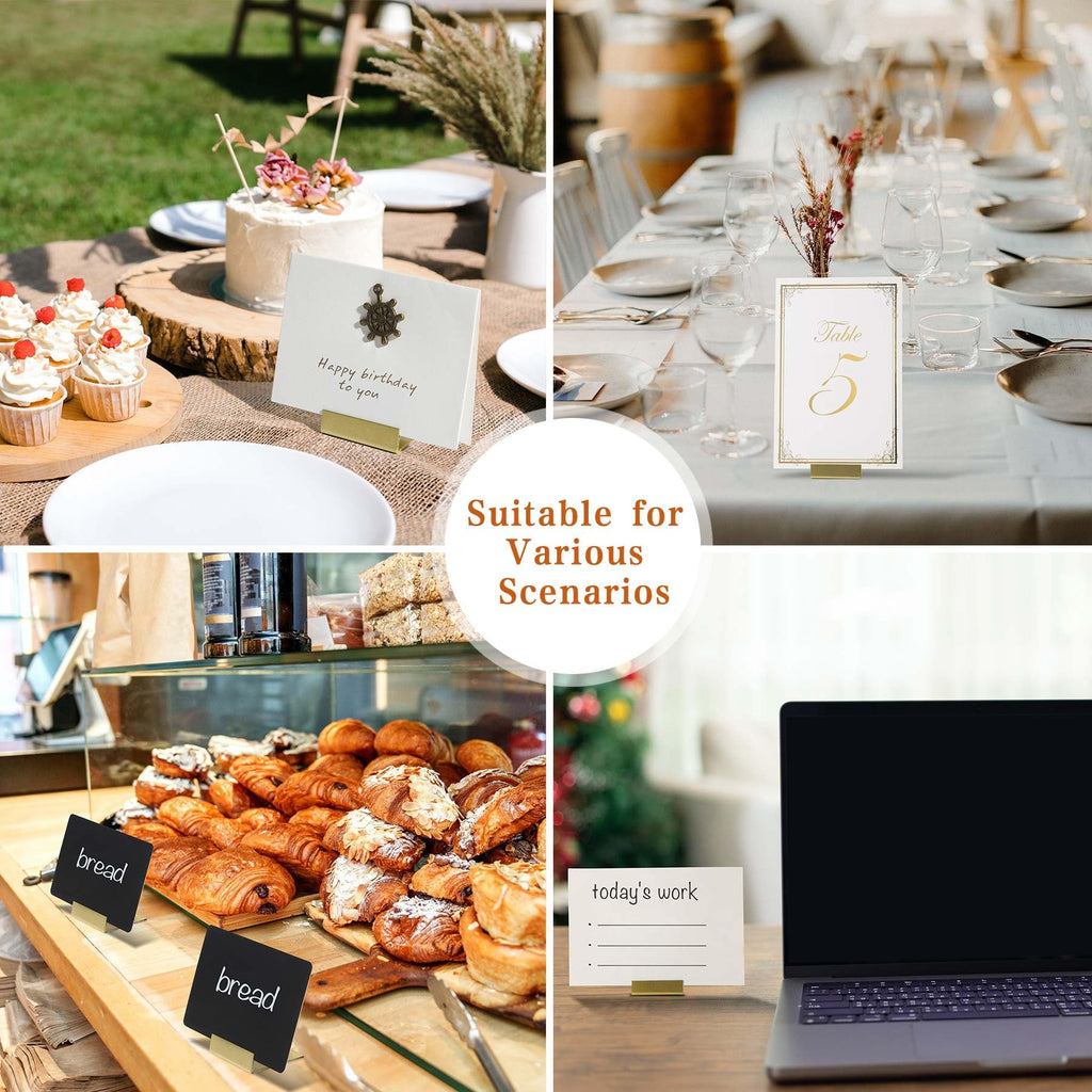 PODUFF Gold Table Number Holders, 24-Pack Metal Place Card Stands & Picture Holders with Storage Box - Ideal for Weddings, Anniversaries, and Parties