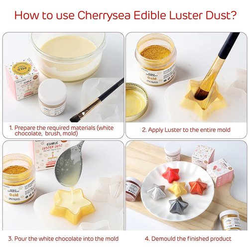 Cherrysea Silver Edible Luster Dust - Food Grade Cake Decoration Powder | 10 Grams for Baking & Desserts