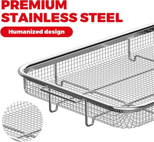 Air Fryer Basket - Stainless Steel Baking Tray for Oven Cooking & Broiling | 15.3” x 11”