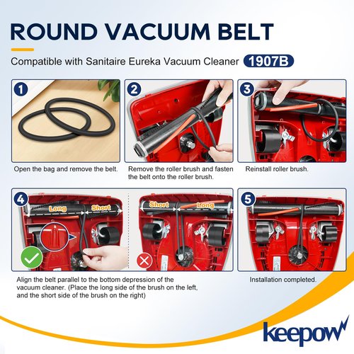 KEEPOW Vacuum Belt, 13 Pack Round Vacuum Belts Replacement Vacuum Parts Compatible with Sanitaire Eureka Vacuum Cleaner, 66100 SC679 C2094 Belt, Part Number 30563B, 30563A