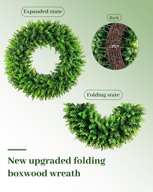 DDHS 20'' Boxwood Wreath - Artificial Spring Decor for Front Door | Year-Round Indoor & Outdoor Use