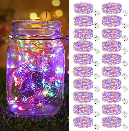 Btfarm 20 Pack Fairy Lights - Battery Operated Twinkle Lights with 3 Modes | 7ft Waterproof Mini Silver Wire for Weddings & Decor