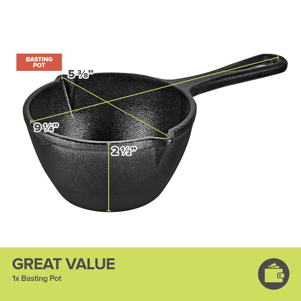 Modern Innovations Cast Iron Melting Pot for Grill Cooking, Basting Pot, Saucepan, Simmer Sauce and Butter, Small Pot, Mini Bowl for Sauces