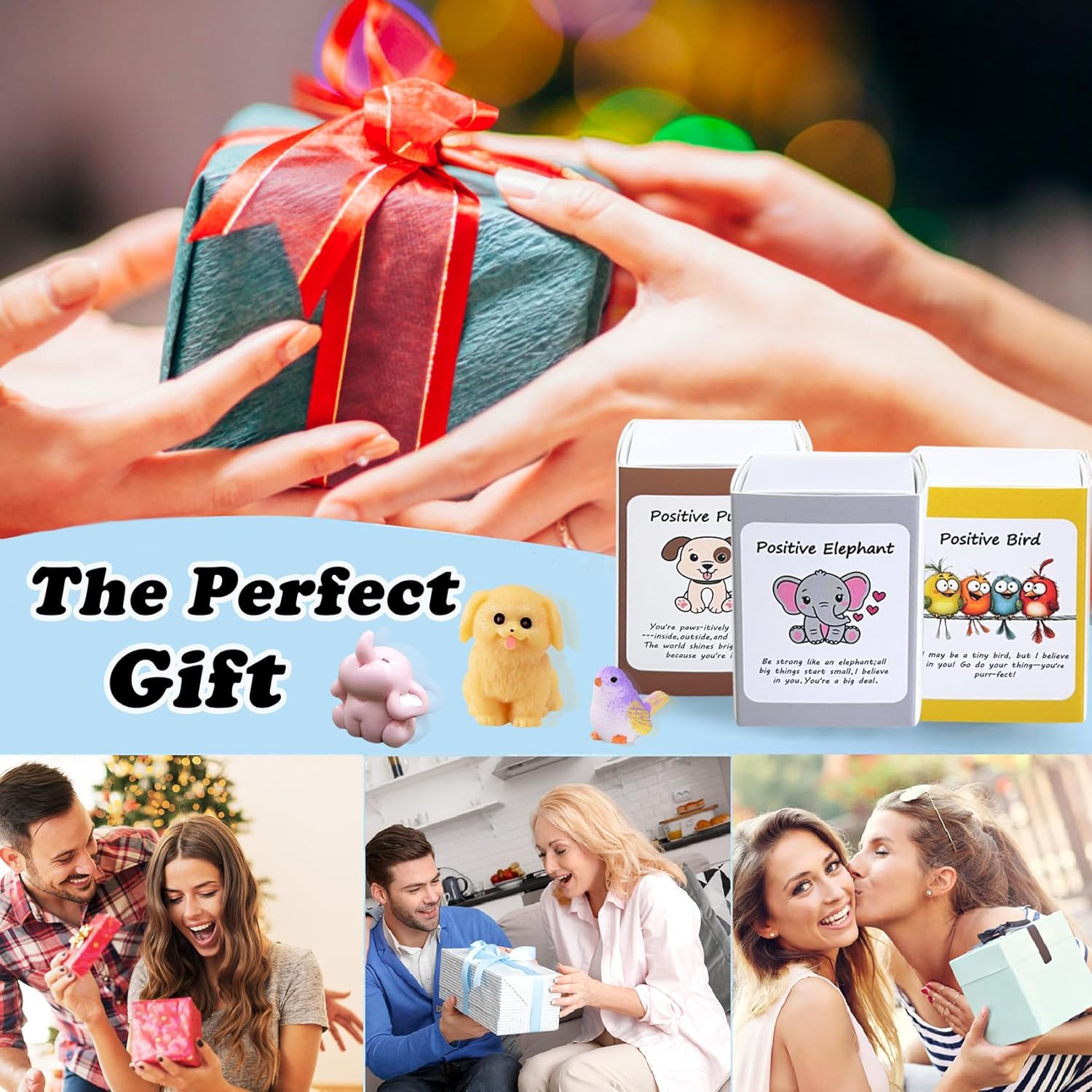 Skiennix Positive Bee Gifts - 10 Set Employee Appreciation Gift Box with Cheer Up Cards & Ornaments